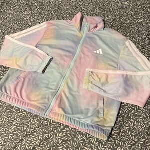 ADIDAS Essentials 3 Stripe Track Zip Jacket Youth XL Pastel Iridescent Rainbow